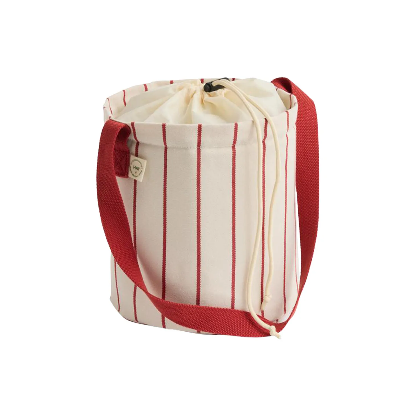 Outdoor Market Bottle Bag, beige with red stripe