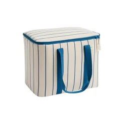 Outdoor Market Cooler Bag, beige with blue stripe