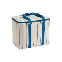 Outdoor Market Cooler Bag, beige with blue stripe