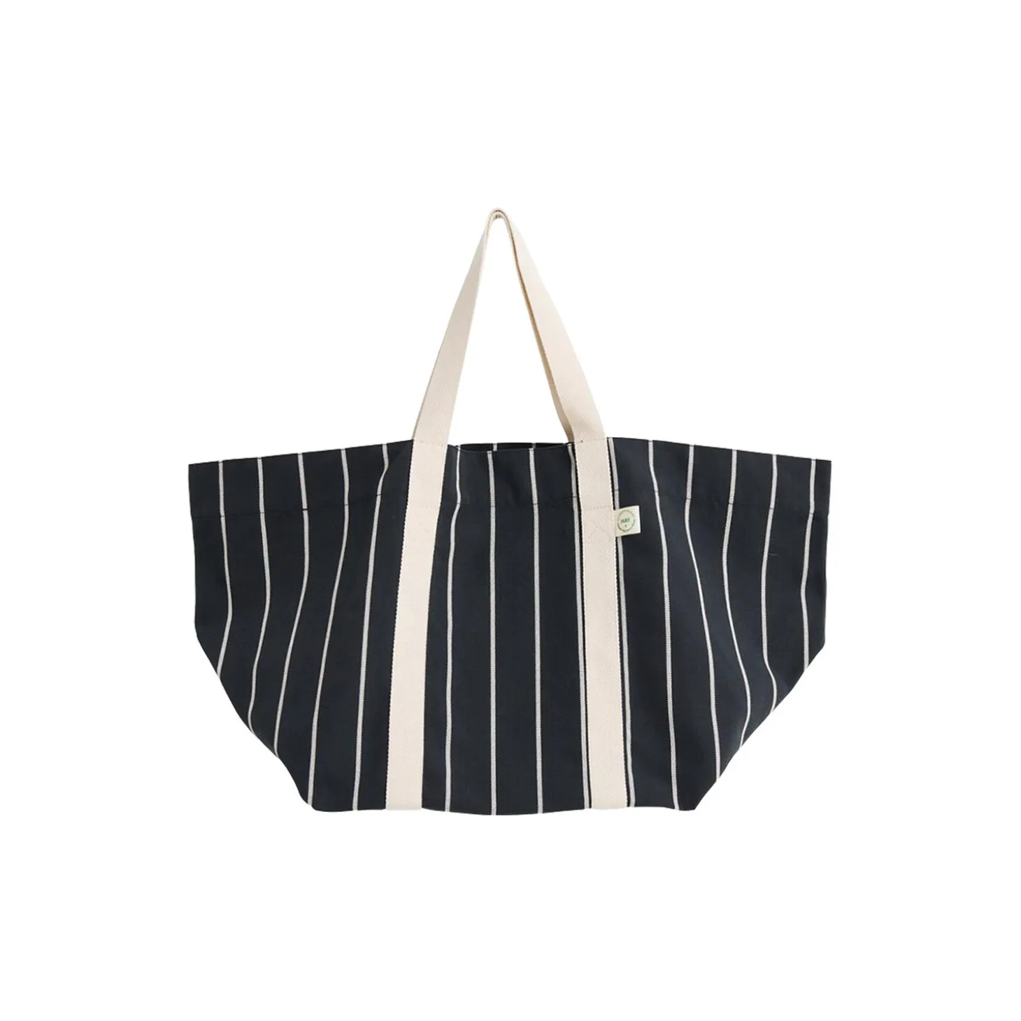 Outdoor Market Picnic Bag, black with beige stripe