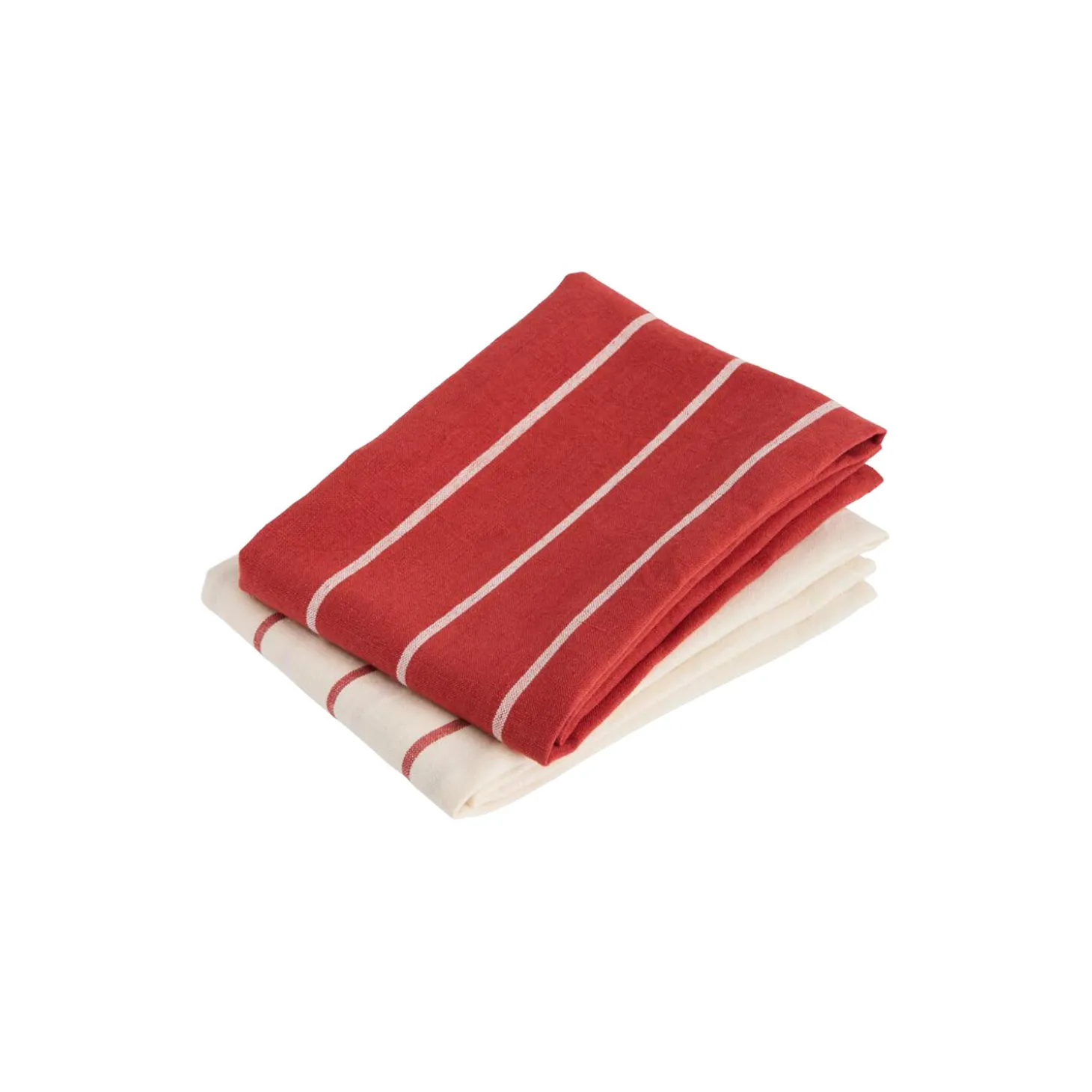 Outdoor Market Tea Towel, beige with red stripe