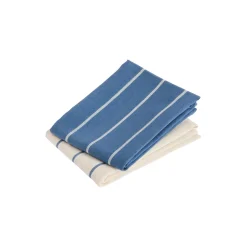 Outdoor Market Tea Towel, blue with beige stripe