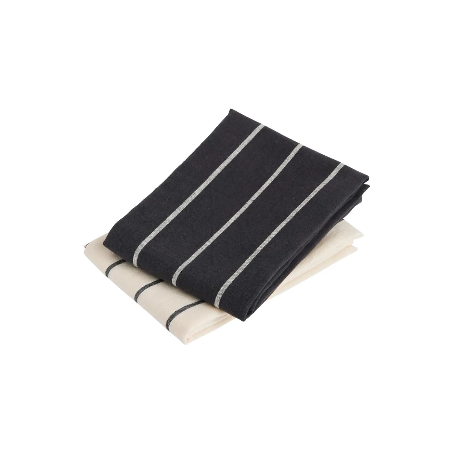 Outdoor Market Tea Towel, black with beige stripe