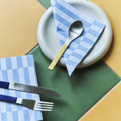 Pattern servietter lunch, light blue/dusty blue pillar stripe