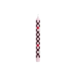 Pattern stearinlys, light pink, bordeaux, red/silver checks