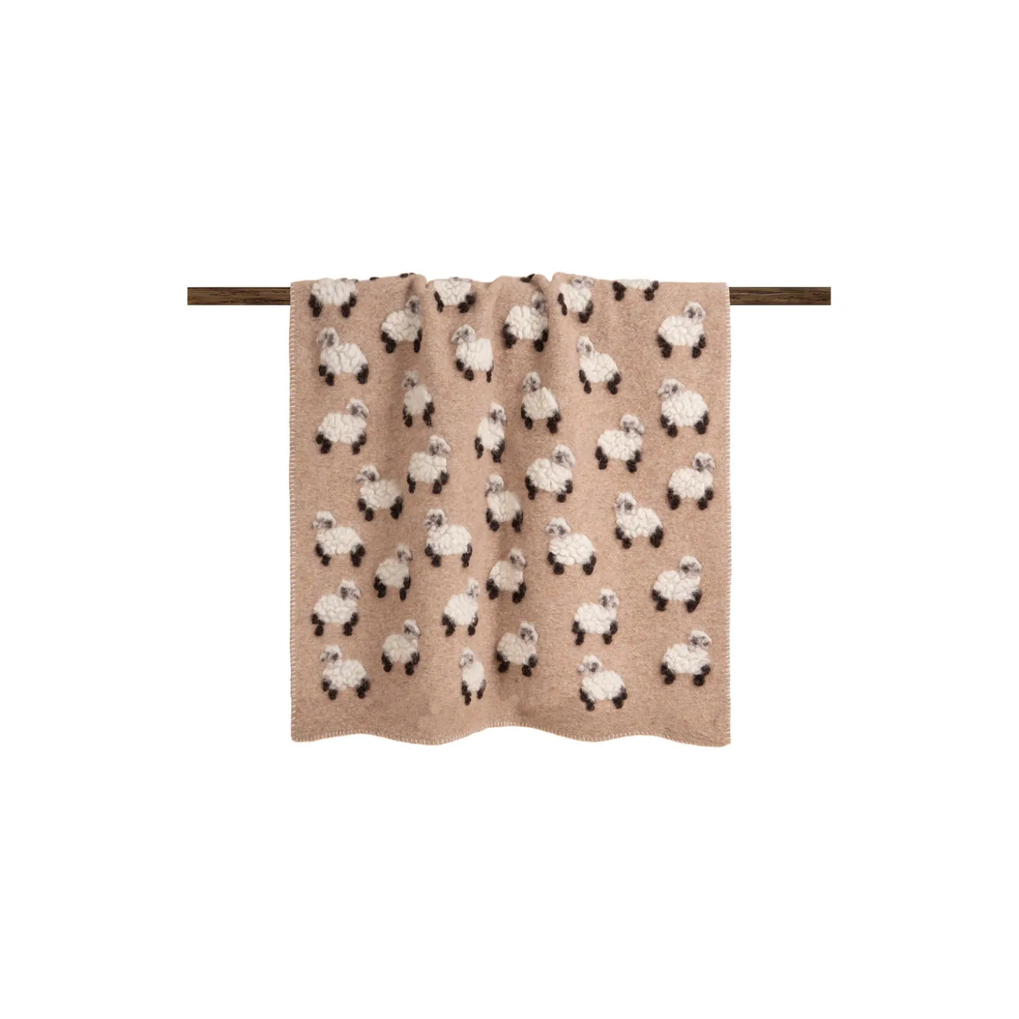 PECORELLA BEIGE Boiled wool pledd 75x100cm