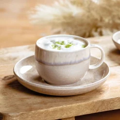 Perlemor underskål til kaffekopp, sand