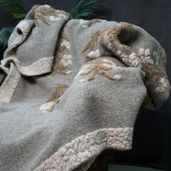 Rensdyr pledd - kort ull, brun/beige