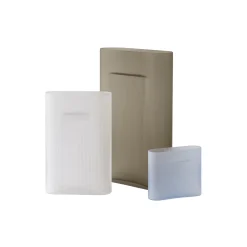 Ridge Vase, taupe/frosted glass