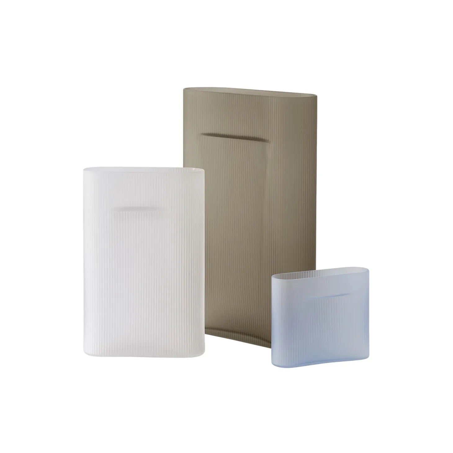 Ridge Vase, taupe/frosted glass