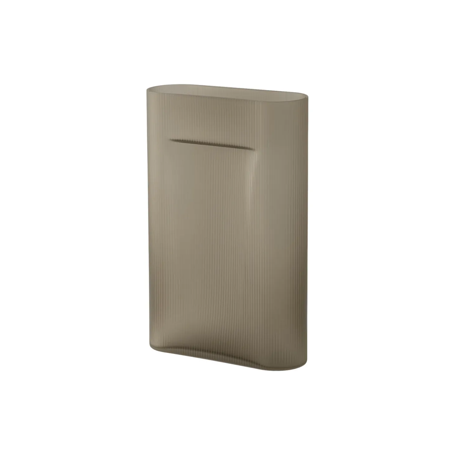 Ridge Vase, taupe/frosted glass