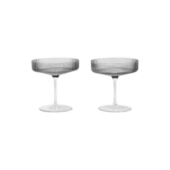 Ripple champagneglass 2 stk., røkt grå