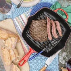 Signature støpejern kvadratisk grillpanne 26 cm, cerise