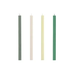 Square stearinlys, greens/whites
