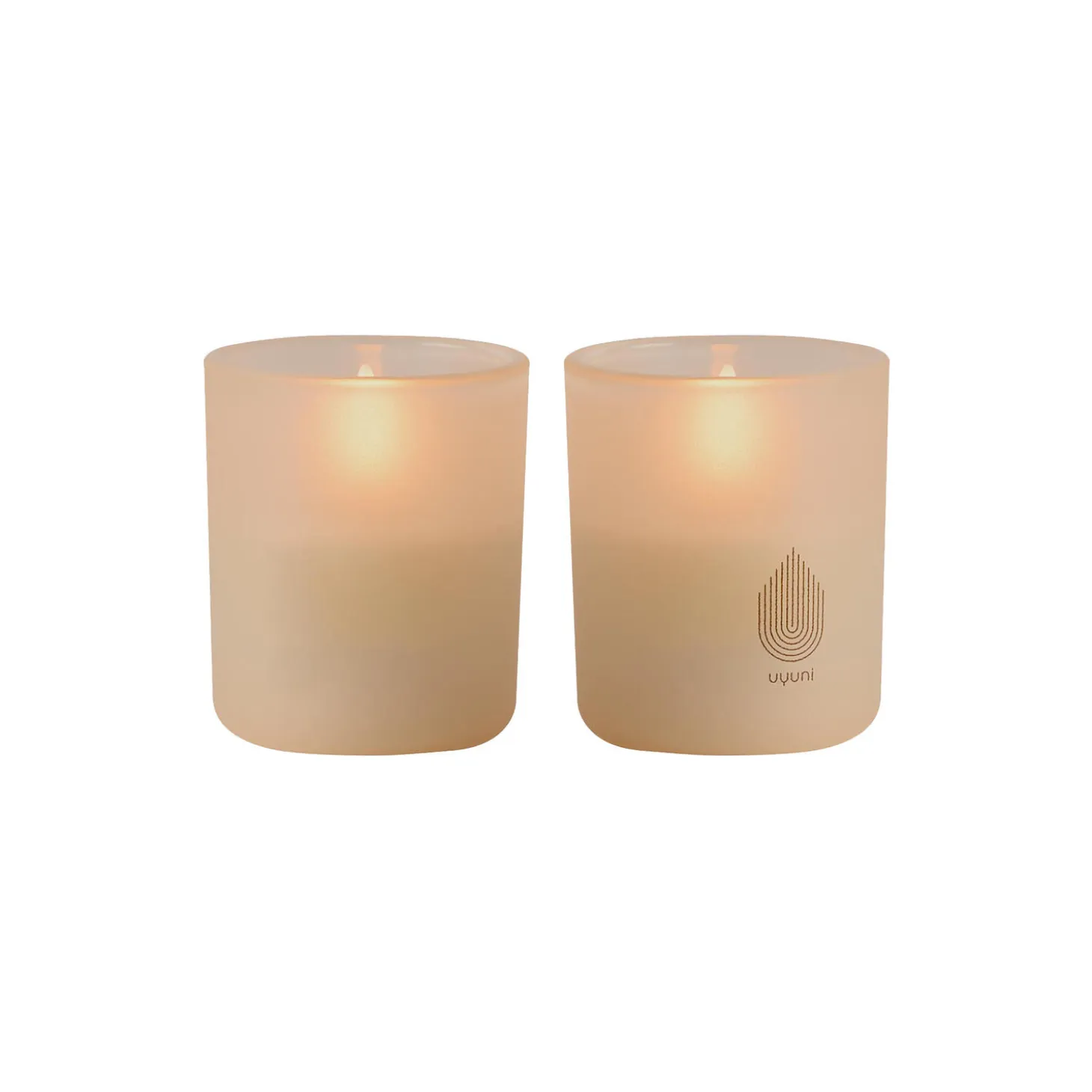 Stearinlys i glass 2-pk, beige