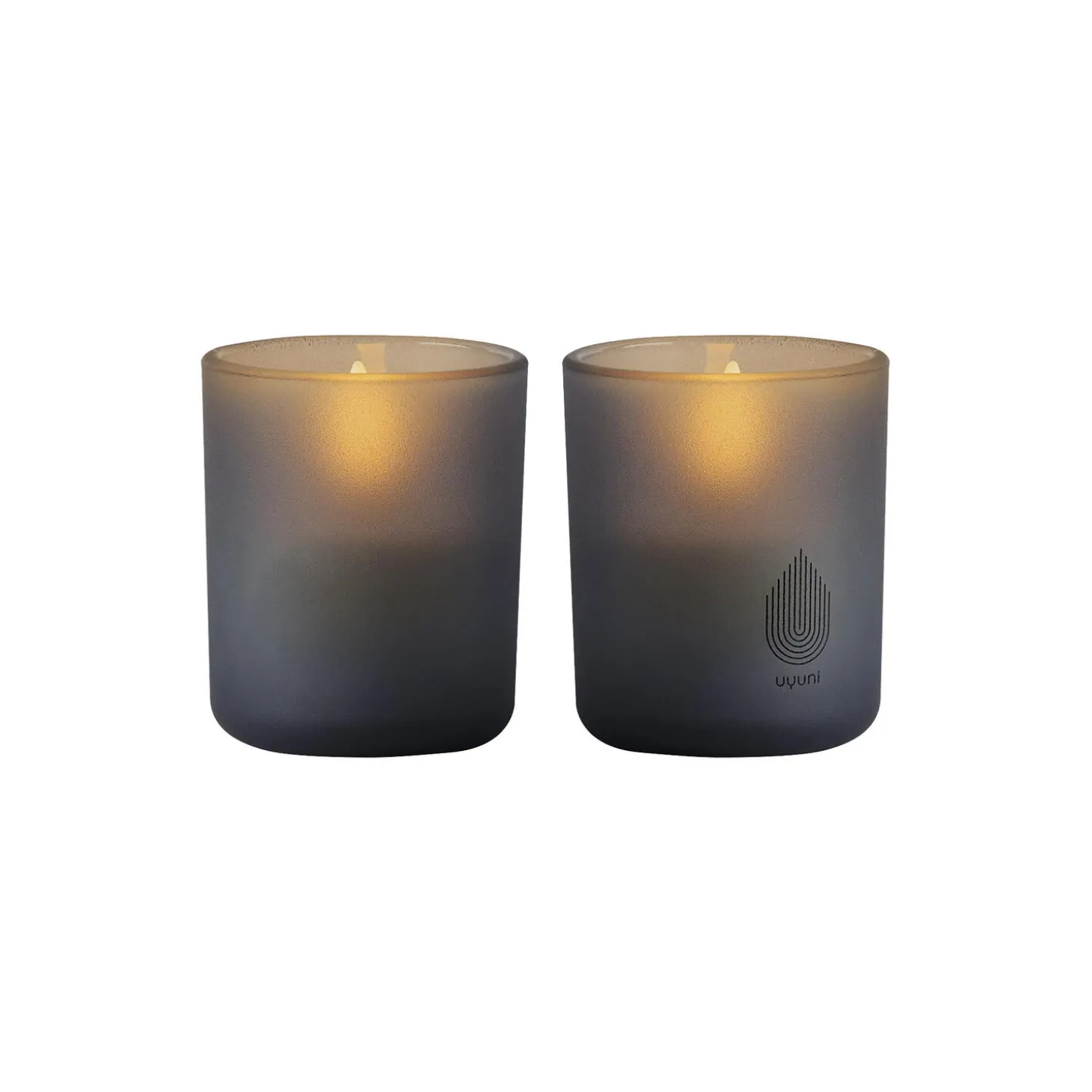 Stearinlys i glass 2-pk, grey