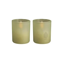 Stearinlys i glass 2-pk, light green leaf