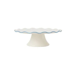 Stoneware Wavy kakestativ white/blue