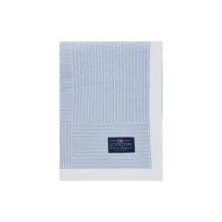 Stripe Checked Organic Cotton Jacquard Bedspread, blue/white