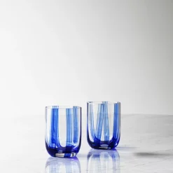 Stripe Glass 39 cl, blue stripes