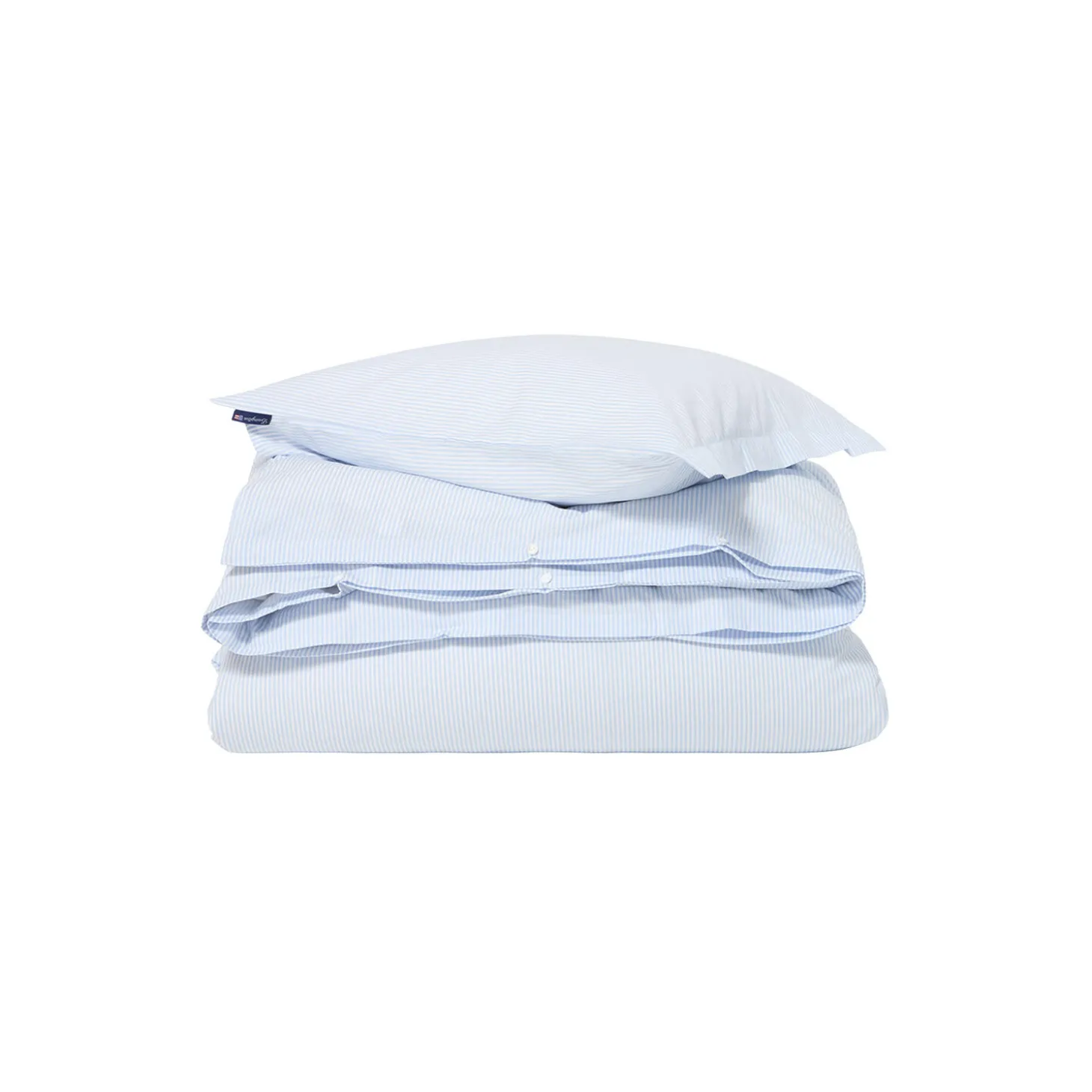 Striped Cotton Sateen sengetøy, blue/white