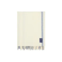 Striped Recycled ull pledd, blue/white