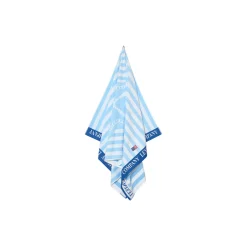 Summer Cotton Velour Beach Towel, blue/white