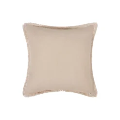 Summer Embroidered Patch Linen/Cotton Pillow Cover, beige/white