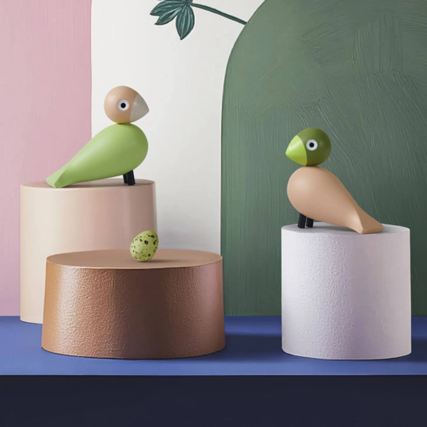 Turtelduer, lys grønn/rosa