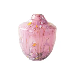 Unik skulptur kunstglass, rosa multi