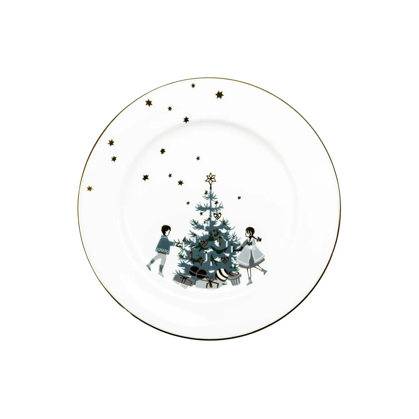 Vinterstjerner med juletre tallerken Ø 21 cm